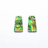 19×37 mm Yellow/Black Trapezoid Abalone Shell, One-Hole Sew-On Shell on Acrylic Gem (Sold in Pairs)